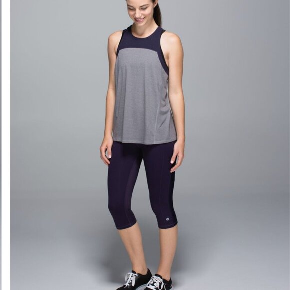 Lululemon Clip-In Crop Leggings 16" in Black Grape size 6 cycling biking - Picture 7 of 14